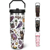 30 oz Halloween Tumbler with Lid and Straw, Pumpkin Skull Goth Tumbler Insulated Coffee Travel Mugs Cup Water Bottle Cute Halloween Gifts for Women Girls