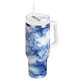 thumbnail image 1 of 30 oz Insulated Stainless Steel Tumbler Double Wall Stainless Steel Tumbler with 2-Way Drinking Blue Tie-dye Pattern, 1 of 9