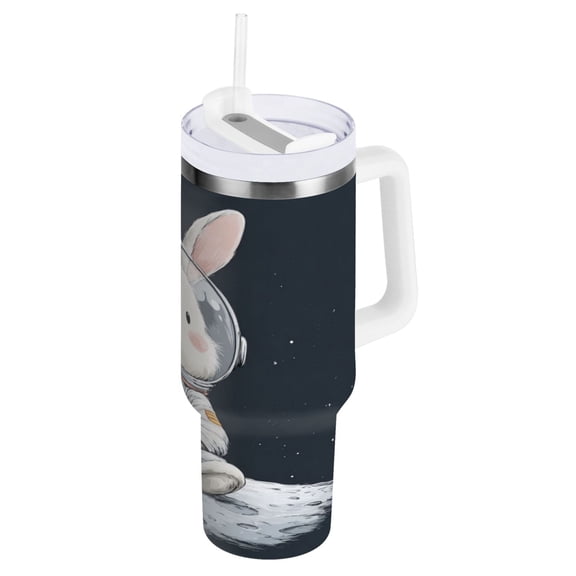 30 oz Insulated Stainless Steel Tumbler Double Wall Stainless Steel Tumbler with 2-Way Drinking Rabbit in A Space