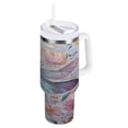 thumbnail image 1 of 30 oz Insulated Stainless Steel Tumbler Double Wall Stainless Steel Tumbler with 2-Way Drinking Watercolor Ornate Dragonfly, 1 of 9