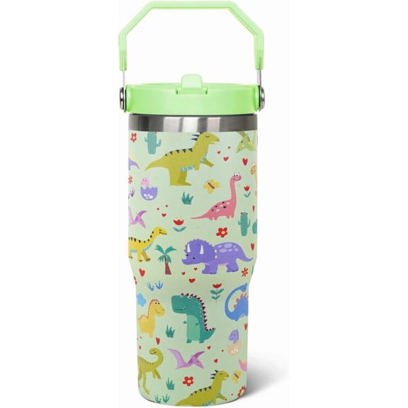30 oz Leakproof Tumbler with Lid and Straw - Pink Flamingo Design, Gift for Women