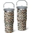 thumbnail image 1 of 30 oz Leopard Tumbler with Handle, Large Insulated Tumbler with Flip & Straw Coffee Mug Cup Stainless Steel Gifts for Women Men Youth, 1 of 1