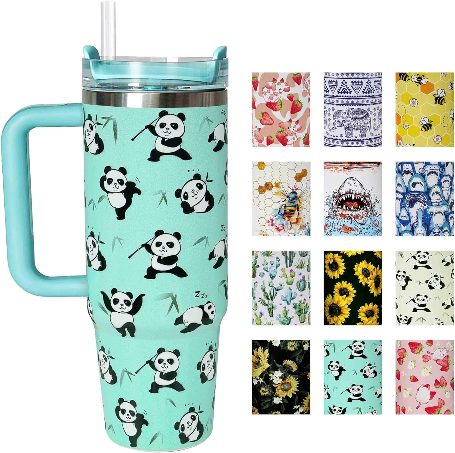 30 oz Panda Tumbler with Handle and Lid 30oz Panda Themed Gifts for ...