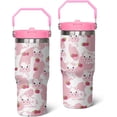 thumbnail image 1 of 30 oz Pink Cow Tumbler with Handle, Large Insulated Tumbler with Flip & Straw Coffee Mug Cup Stainless Steel Gifts for Women Men Youth, 1 of 1