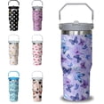 thumbnail image 1 of 30 oz Purple Butterfly Tumbler with Handle and Filp Straw, Stainless Steel Cup with Lid and Straw, Travel Coffee Mug Insulated Water Bottle,Christmas Birthday Mothers Day Gifts for Women Animal Lover, 1 of 3