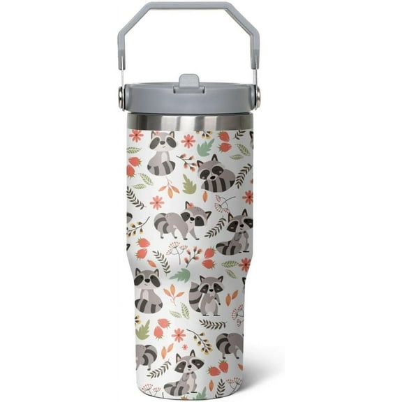 30 oz Racoon Tumbler with lid and Straw,Racoon CoffeeTravel Mug Cup Water Botter, Racoon Gifts for Racoon Lovers,Racoon Stuff Decor Accessories