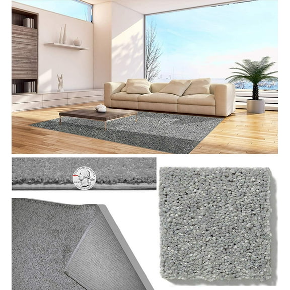 30 oz Soft and Cozy Area Rugs 1/2" Thick Cut Pile Polyester Material. Many Sizes Available (Color: Castle Grey )
