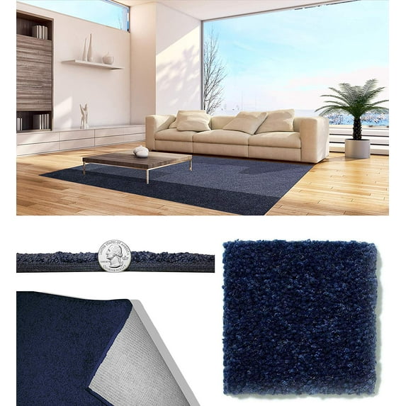 30 oz Soft and Cozy Area Rugs 1/2" Thick Cut Pile Polyester Material. Many Sizes Available (Color: Darkest Denim )