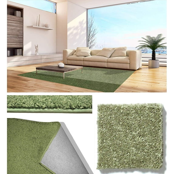 30 oz Soft and Cozy Area Rugs 1/2" Thick Cut Pile Polyester Material. Many Sizes Available (Color: Going Green )