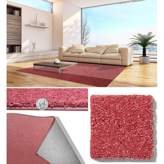 30 oz Soft and Cozy Area Rugs 1/2" Thick Cut Pile Polyester Material. Many Sizes Available (Color: Sassy Pink )