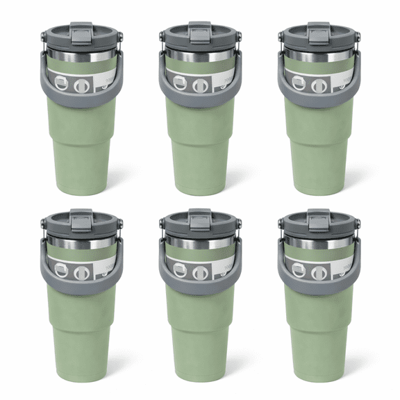 30 oz Stainless Steel Insulated Tumbler with Handle, 2-in-1 Flip Straw Leak-Proof Lid, Double Wall Vacuum Travel Mug, Fits Car Cup Holders, Hot & Cold Drink Cup, 7 Colors Available