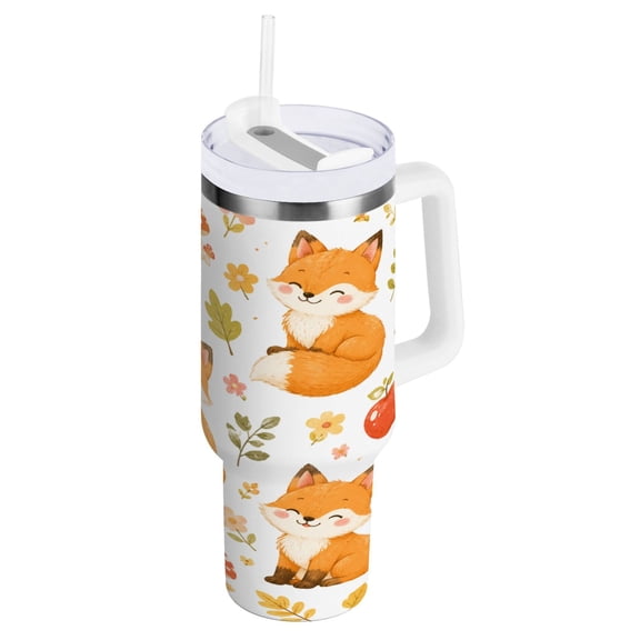 30 oz Stainless Steel Tumbler Vacuum Insulated Leak Proof Stainless Steel Coffee Cup Water Bottles Fox Orange Cartoon