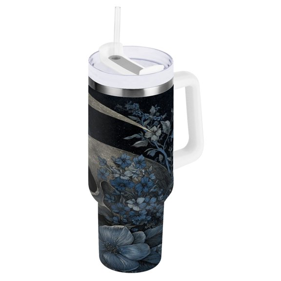30 oz Stainless Steel Tumbler Vacuum Insulated Leak Proof Stainless Steel Coffee Cup Water Bottles Moon Skull
