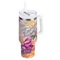 thumbnail image 1 of 30 oz Stainless Steel Tumbler Vacuum Insulated Leak Proof Stainless Steel Coffee Cup Water Bottles Pink Chrysanthemum, 1 of 9