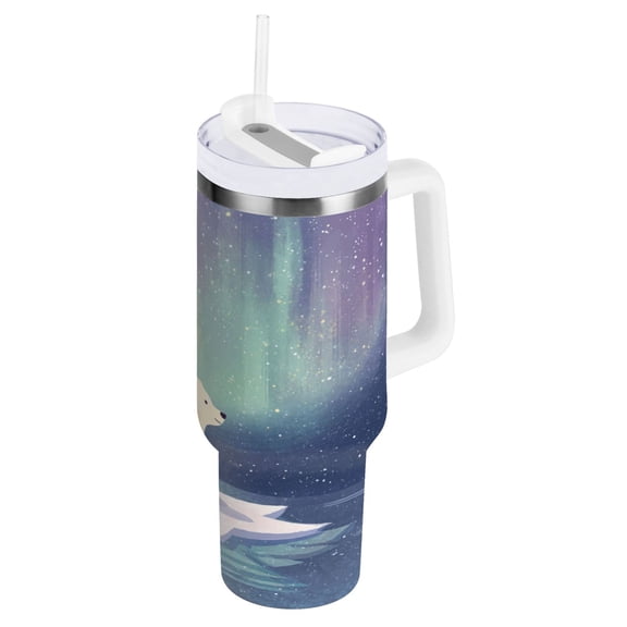 30 oz Stainless Steel Tumbler Vacuum Insulated Leak Proof Stainless Steel Coffee Cup Water Bottles Polar Bear on Ice