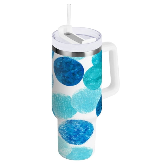 30 oz Stainless Steel Tumbler Vacuum Insulated Leak Proof Stainless Steel Coffee Cup Water Bottles Turquoise Brush Watercolor Dots