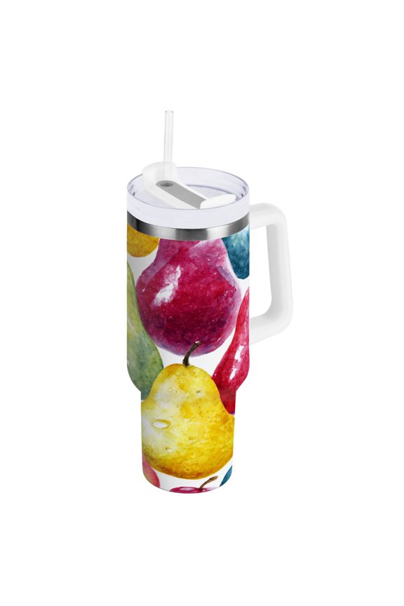 30 oz Stainless Steel Tumbler Vacuum Insulated Leak Proof Stainless Steel Coffee Cup Water Bottles Watercolor Pear Mix Tones