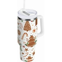 30 oz Tumbler Christmas Gingerbread Houses Tree Cookies Candy Insulated Travel Mug Stainless Steel Vacuum with Handle and Straw Lid Coffee Cup Tea Water Bottles for Sports Work Car Travel Hot