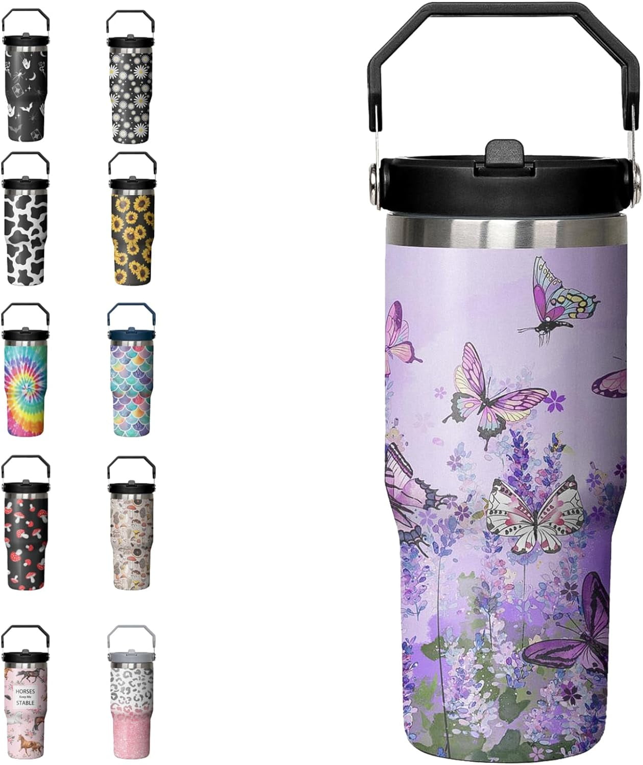 30 oz Tumbler with Handle Flip Straw Leak Proof Tumbler 30 oz Insulated Coffee Mug with Handle