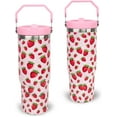 thumbnail image 1 of 30 oz Tumbler with Handle Flip Straw Leak Proof - Strawberry Cup 30oz Tumbler Travel Coffee Mug with Handle - Birthday Gifts for Women Strawberry Lovers 30 Ounce Stainless Steel Cup, 1 of 4