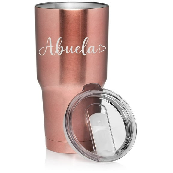 30 oz Tumbler Stainless Steel Vacuum Insulated Travel Mug Cup Abuela With Heart (Rose Gold)