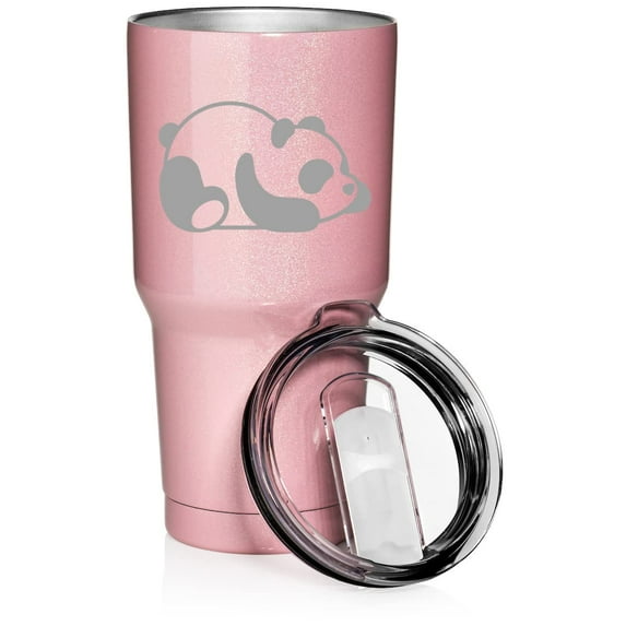 30 oz Tumbler Stainless Steel Vacuum Insulated Travel Mug Cup Lazy Panda (Pink Glitter)