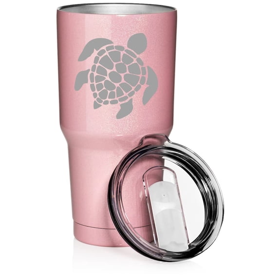 30 oz Tumbler Stainless Steel Vacuum Insulated Travel Mug Cup Sea Turtle (Pink Glitter)