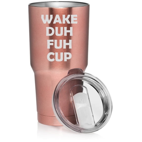 30 oz Tumbler Stainless Steel Vacuum Insulated Travel Mug Cup Wake Duh Fuh Cup (Rose Gold)