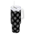 thumbnail image 1 of 30 oz Tumbler With Handle Stainless Steel Insulated Tumbler With Lid for Car Cup Holder Black and White Lace Pattern, 1 of 9