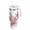 thumbnail image 1 of 30 oz Tumbler With Handle Stainless Steel Insulated Tumbler With Lid for Car Cup Holder Colorful Musical Notes with Flowers, 1 of 9