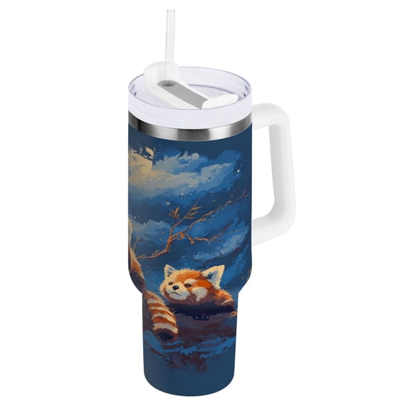 30 oz Tumbler With Handle Stainless Steel Insulated Tumbler With Lid for Car Cup Holder Cute Red Panda