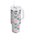 thumbnail image 1 of 30 oz Tumbler With Handle Stainless Steel Insulated Tumbler With Lid for Car Cup Holder Gingham Heart-shaped Pattern, 1 of 9