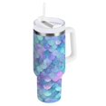 thumbnail image 1 of 30 oz Tumbler With Handle Stainless Steel Insulated Tumbler With Lid for Car Cup Holder Glittering Mermaid Scales, 1 of 9