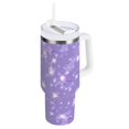 thumbnail image 1 of 30 oz Tumbler With Handle Stainless Steel Insulated Tumbler With Lid for Car Cup Holder Lavender Glitter Stars Pattern, 1 of 9