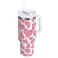 thumbnail image 1 of 30 oz Tumbler With Handle Stainless Steel Insulated Tumbler With Lid for Car Cup Holder Pink Hearts Pattern, 1 of 9