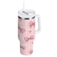 thumbnail image 1 of 30 oz Tumbler With Handle Stainless Steel Insulated Tumbler With Lid for Car Cup Holder Pink Plaid Bow, 1 of 9