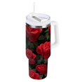 thumbnail image 1 of 30 oz Tumbler With Handle Stainless Steel Insulated Tumbler With Lid for Car Cup Holder Red Roses Pattern, 1 of 9