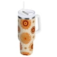thumbnail image 1 of 30 oz Tumbler With Handle Stainless Steel Insulated Tumbler With Lid for Car Cup Holder Repeating Sun Pattern, 1 of 9