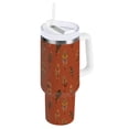thumbnail image 1 of 30 oz Tumbler With Handle Stainless Steel Insulated Tumbler With Lid for Car Cup Holder Terracotta Tones Feather, 1 of 9