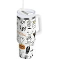thumbnail image 1 of 30 oz Tumbler with Handle Lid and Straw Insulated Water Tumbler Stainless Steel Water Cup Mug Bottle Reusable Cup Holder Friendly Happy Halloween, 1 of 6