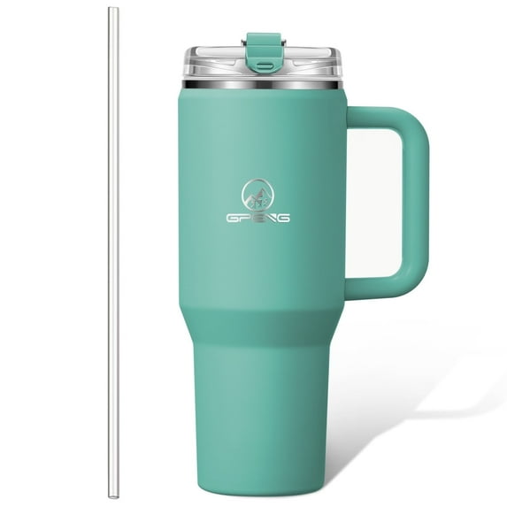 30 oz Tumbler with Handle, Water Bottles with Straw Lid, Insulated Stainless Steel Travel Mug Cup Holder Friendly, Keep Drinks Cold or Hot for Hours