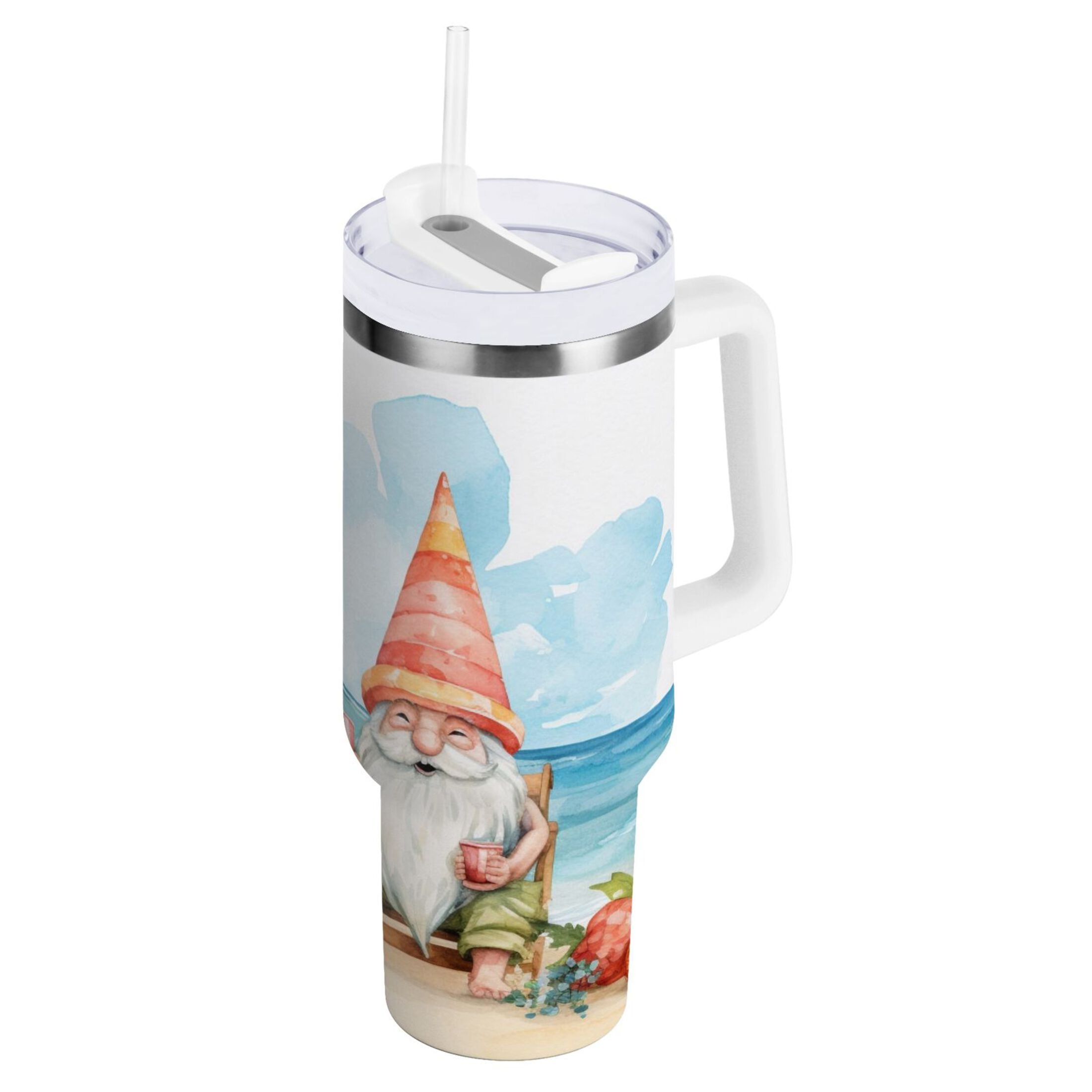 30 oz Insulated Black Tumbler with Removable Argentina Cow Leather Serape Print Sleeve. main image 1