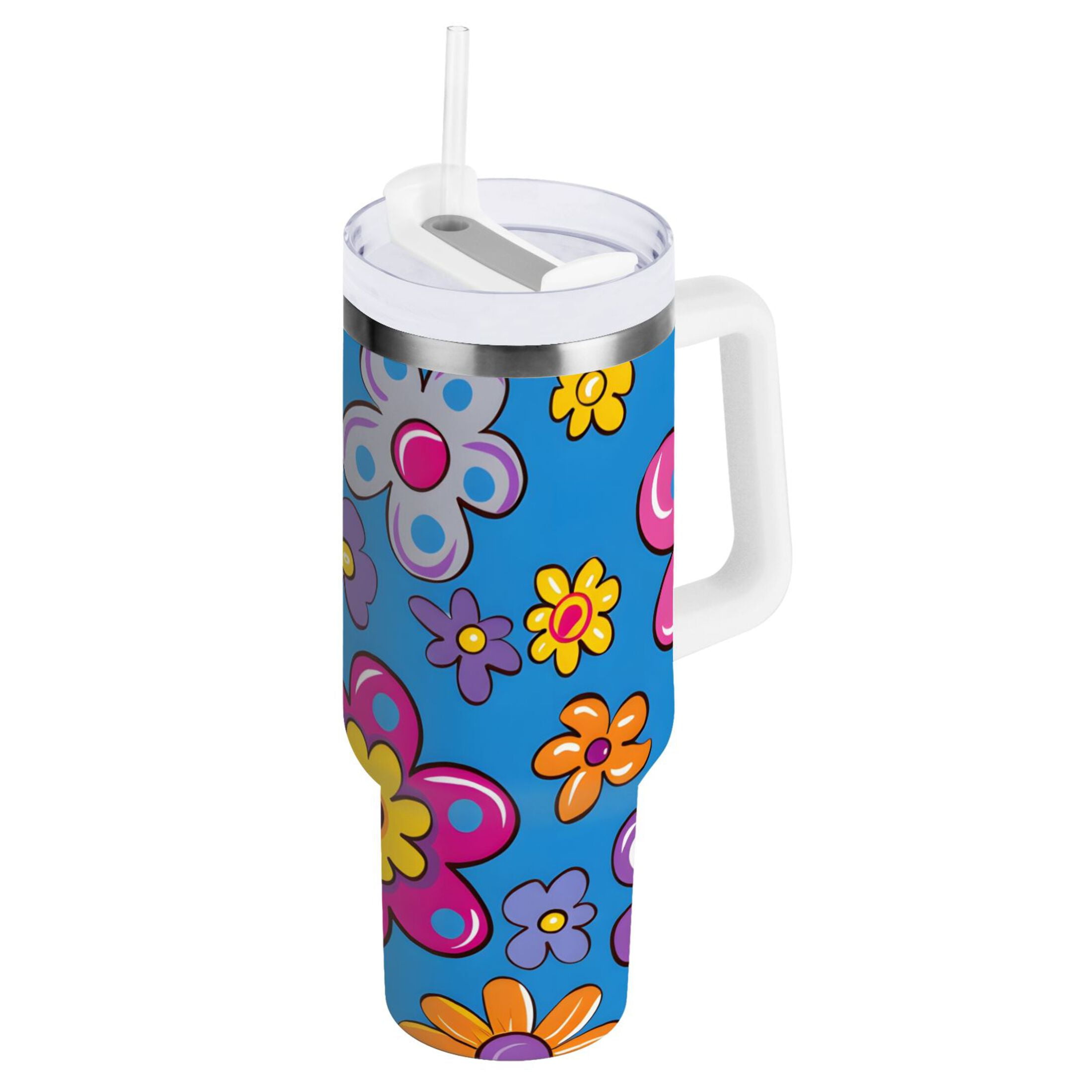 30 oz Insulated  teal/Floral  Tumbler main image 1
