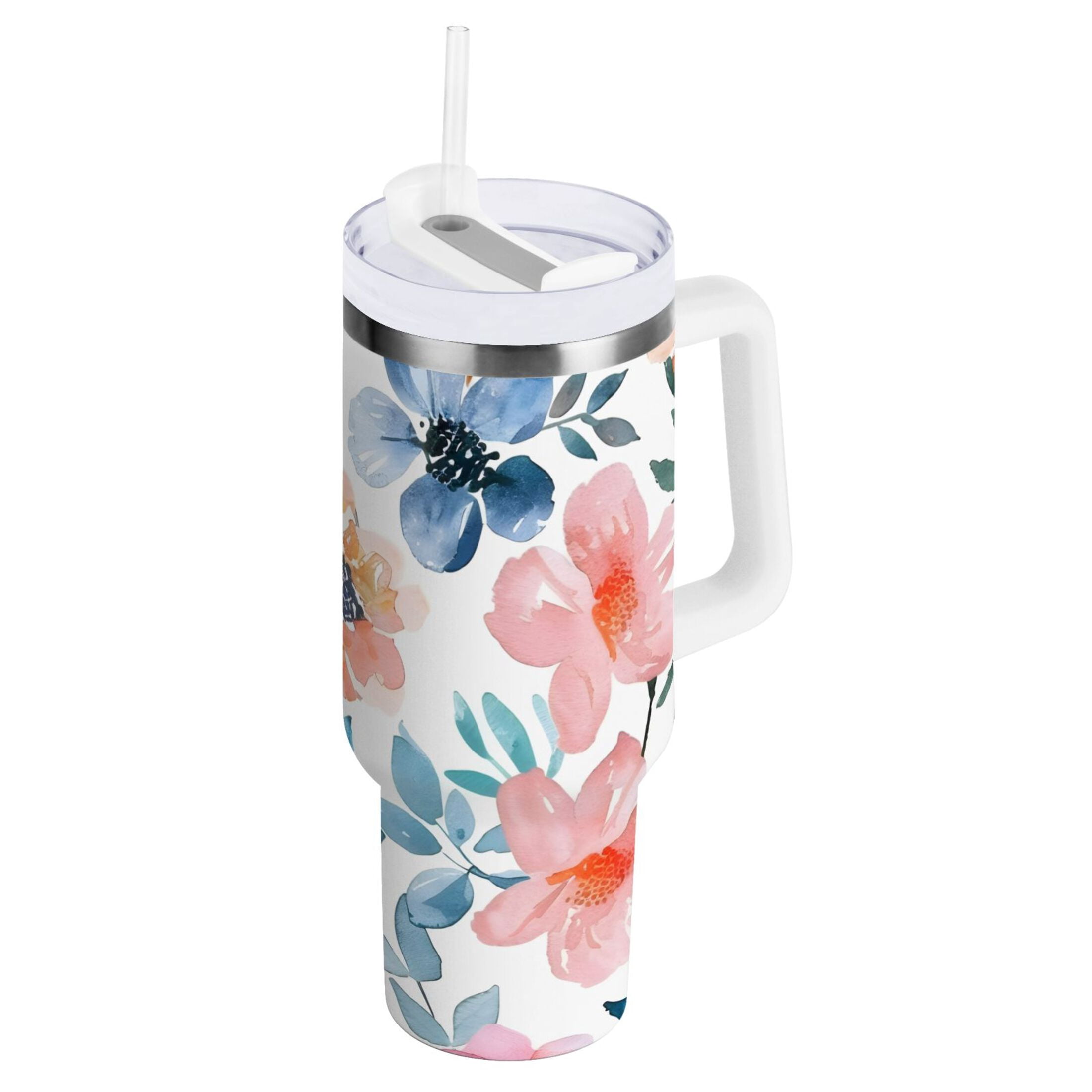 30 oz Insulated  teal/Floral  Tumbler main image 0