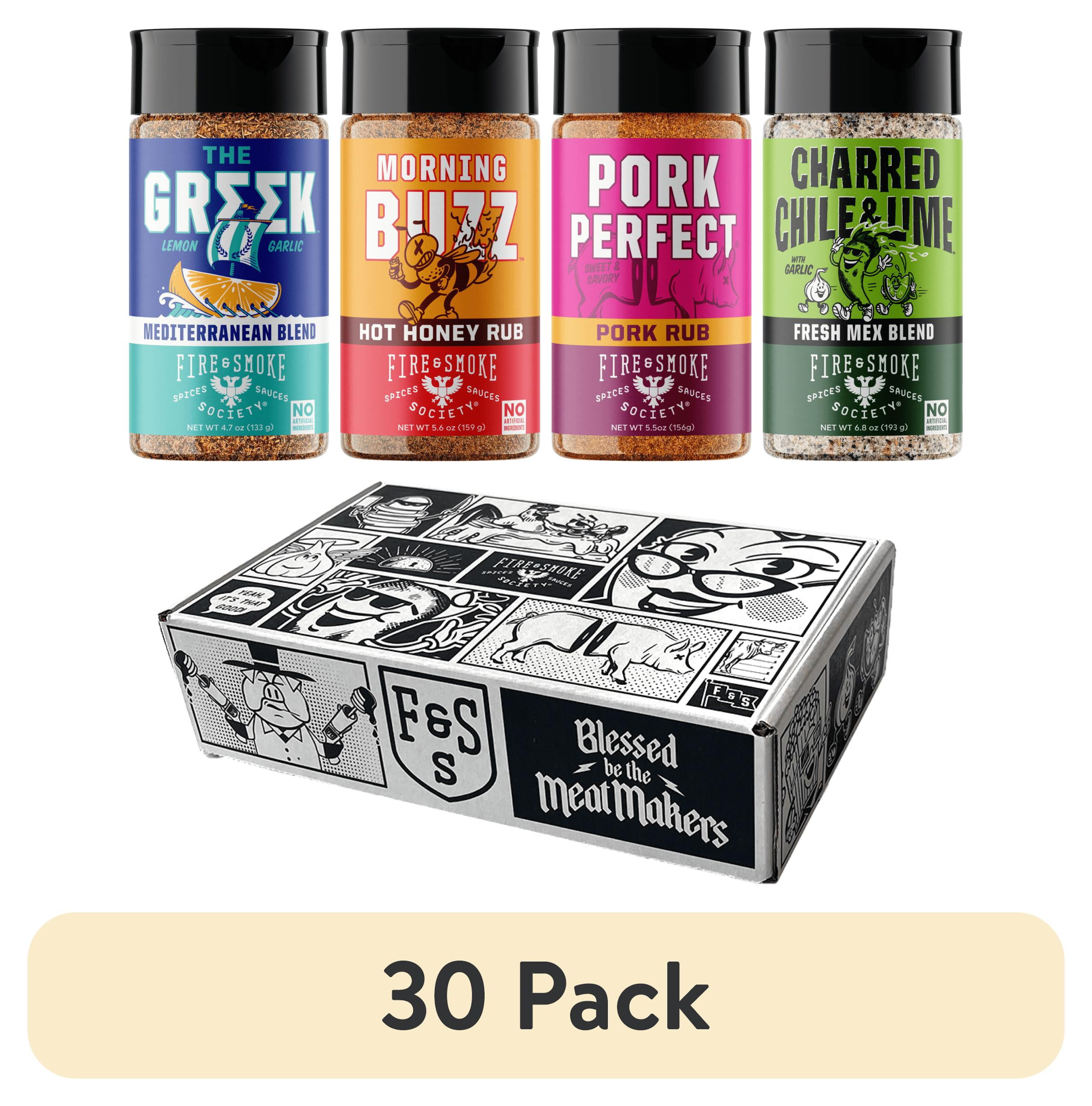 (30 pack) Fire & Smoke Society Mixed Spices & Seasonings (4 Pack), BBQ Gifts for Men, 21.6 Ounce