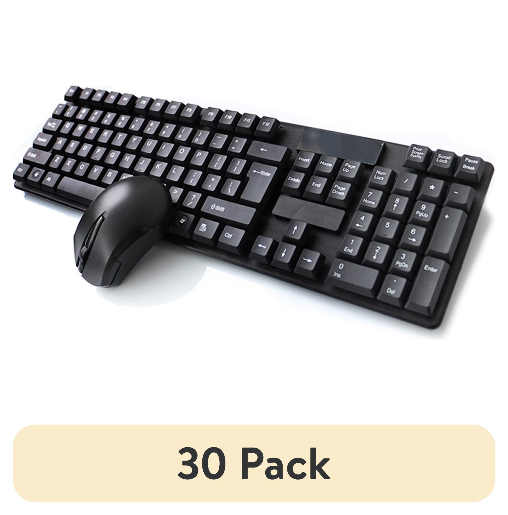 (30 pack) Suproot Wireless Keyboard and Mouse, Black 2.4GHz Ultra Thin Full Size Wireless Keyboard Mouse Combo Set with Number Pad for Laptop, PC, Desktop