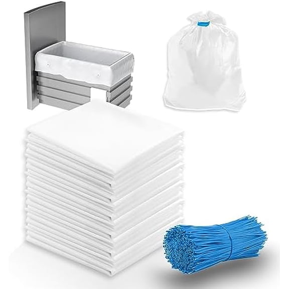 30-pack Trash Compactor Bags with Pre-punched Holes for Attaching, 2.6 mils Heavy Duty Trash Compactor Bags, Fits 15-inch Rectangular Drawer Compactors, Twist Ties Included, White