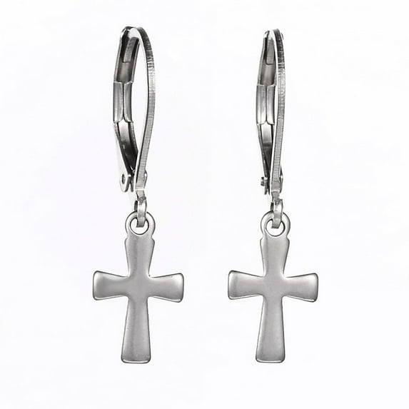 30 pair Tarnish Resistant Cross Stainless Steel Dangle Leverback Earrings Stainless Steel color 26mm Pin: 1mm