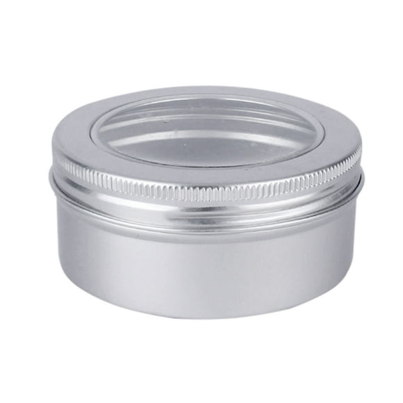 30 pc 150ml Round Aluminium Tin Cans Aluminium Jar Storage Containers for Jewelry Beads Candies with Screw Top Lid and Clear Window Platinum 8.3x3.8cm Capacity: 150ml(5.07 fl. oz)