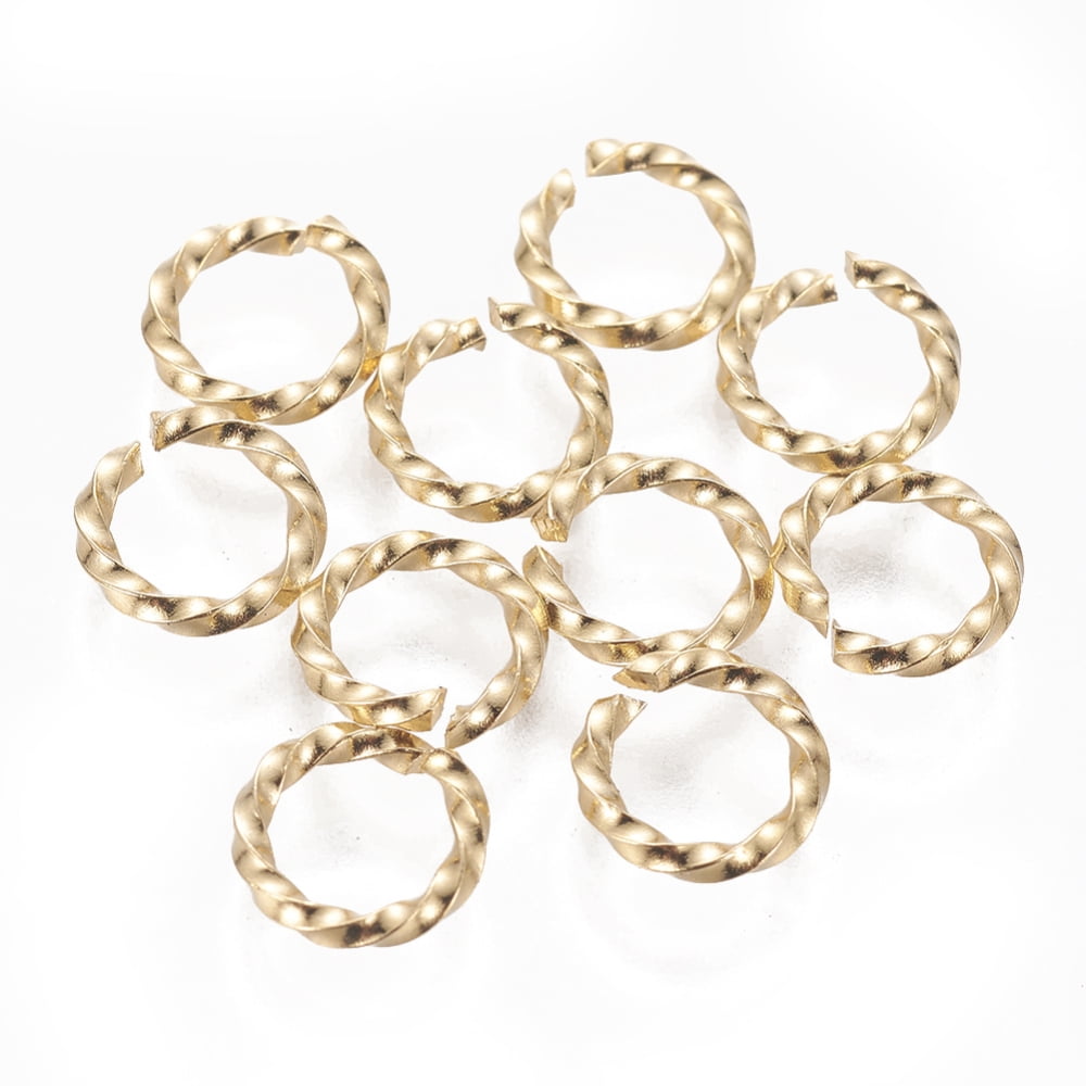 30 pc 304 Stainless Steel Twisted Jump Rings Open Jump Rings Golden 7.5 ...
